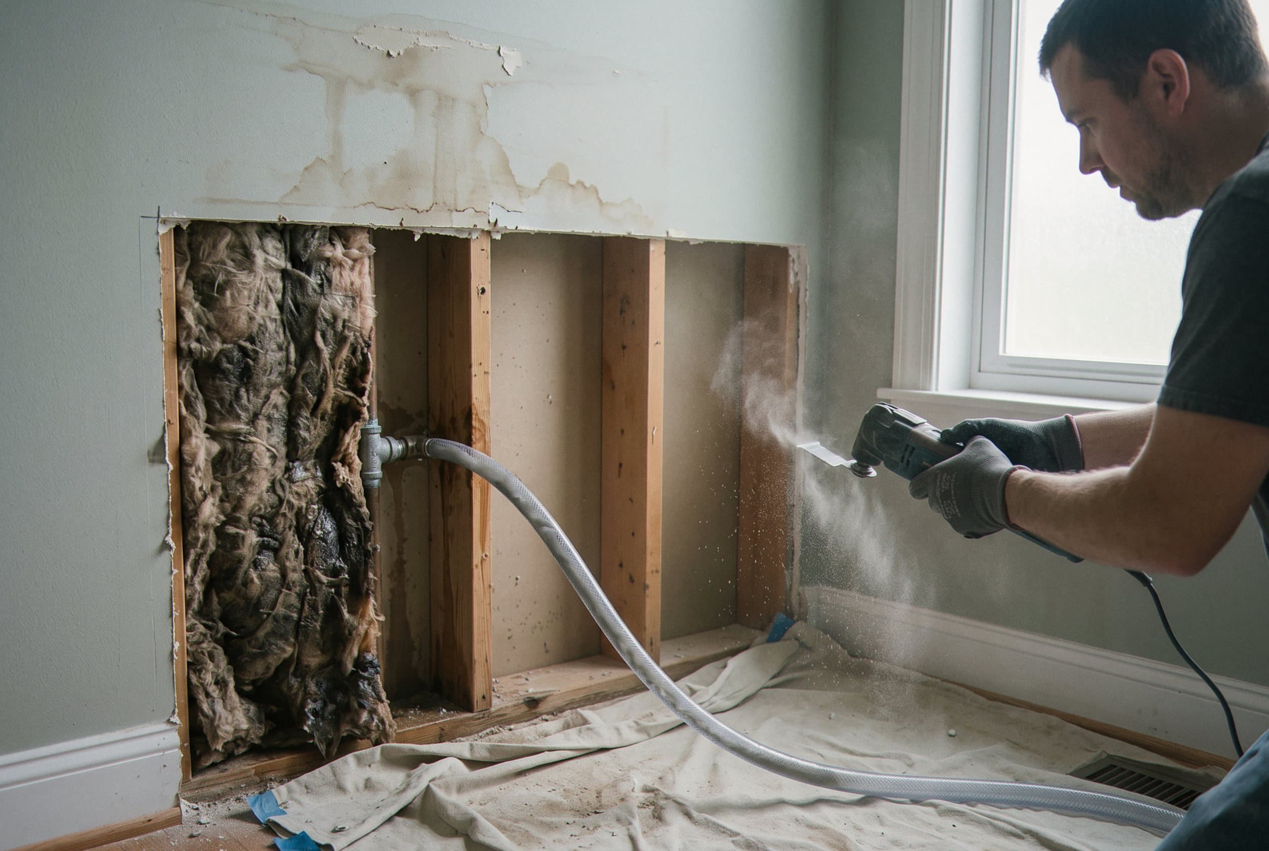 Water extraction from burst pipe area