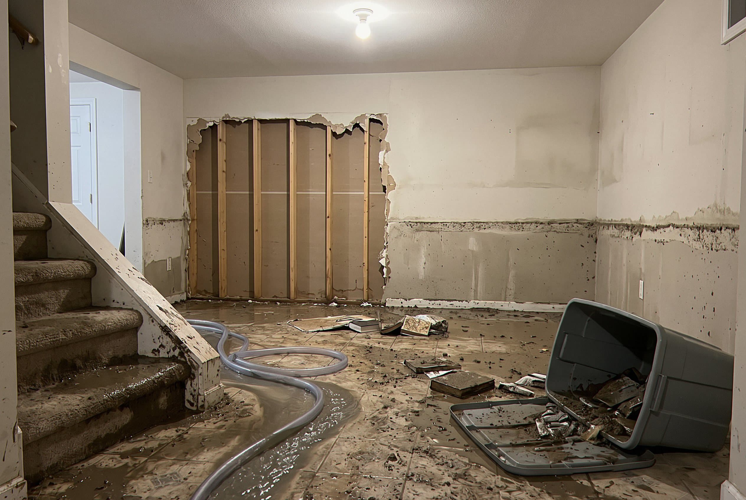 Basement full of standing floodwater