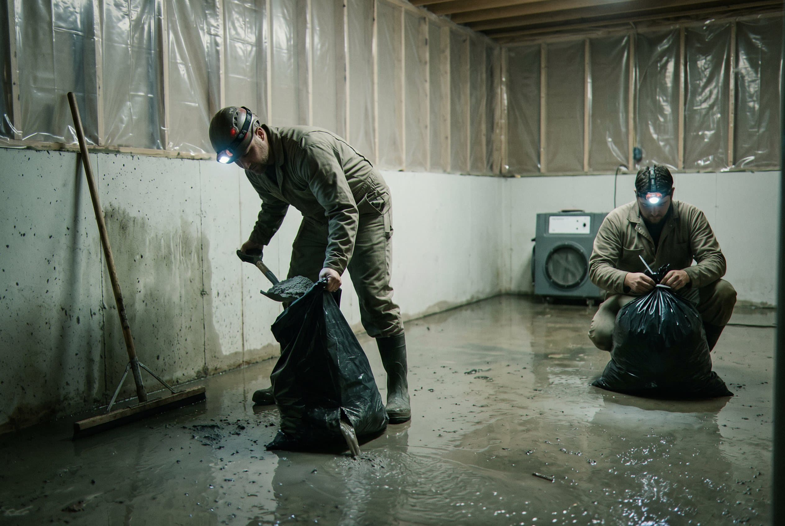 Multi-stage flood cleanup in progress