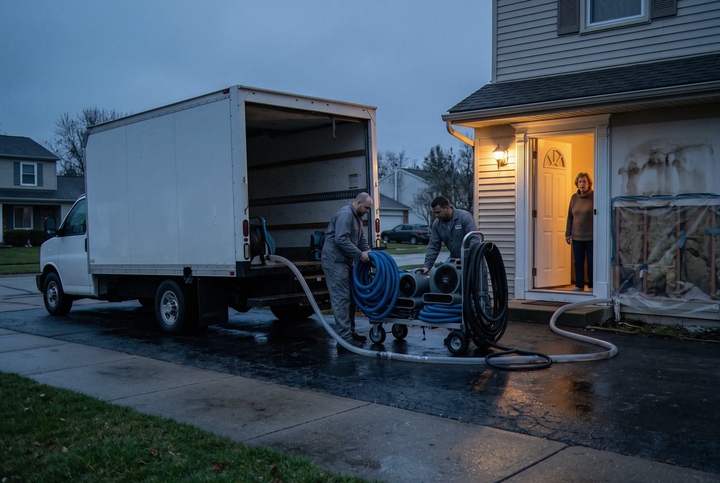 Crew van arriving at Overland Park home