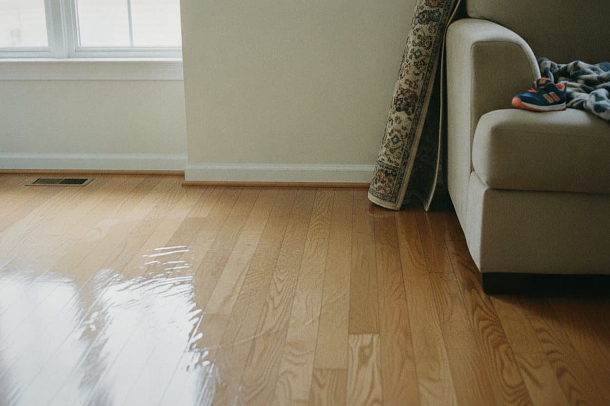 Technician assessing water damage extent