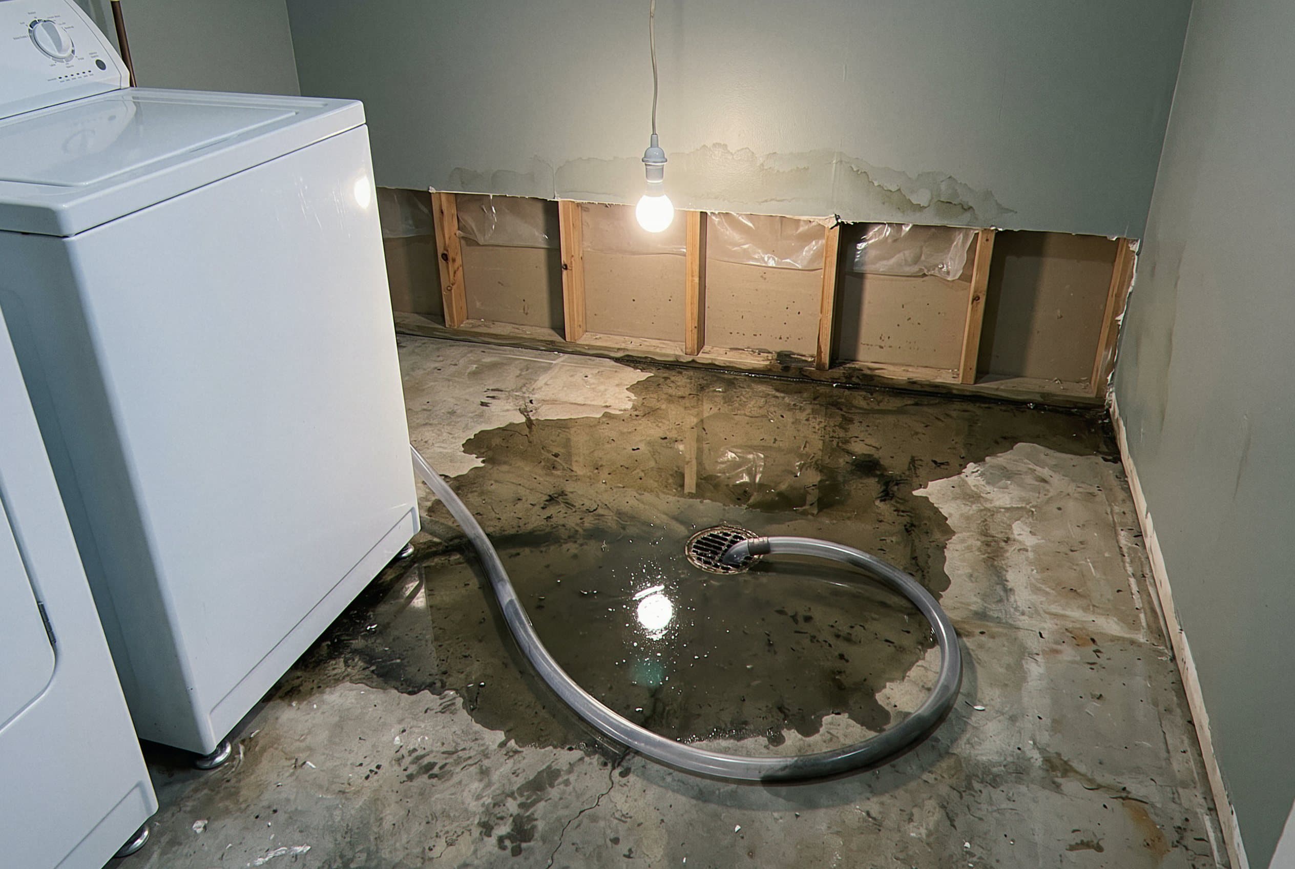 Contaminated area from sewage backup