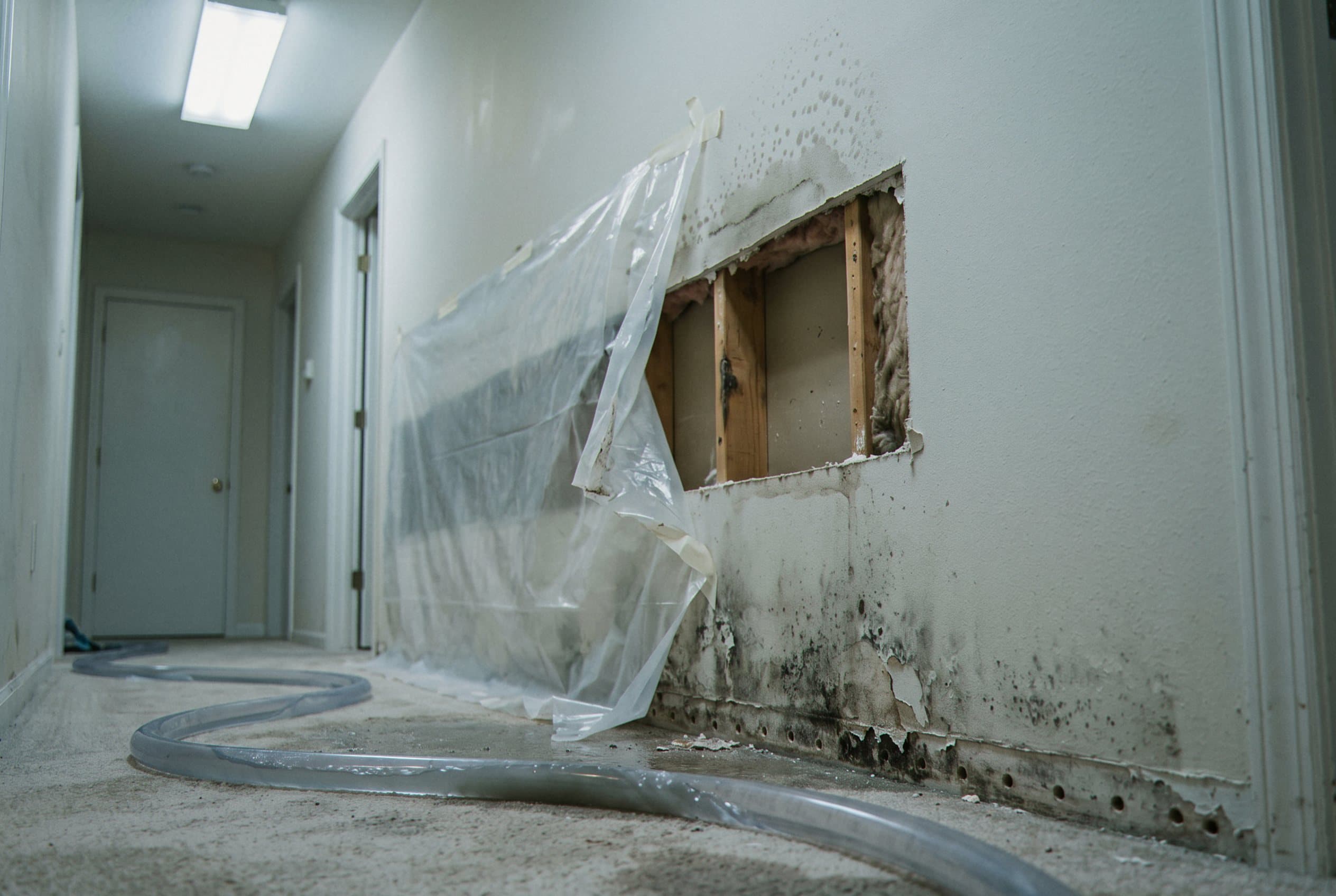Wet damp interior walls and floors