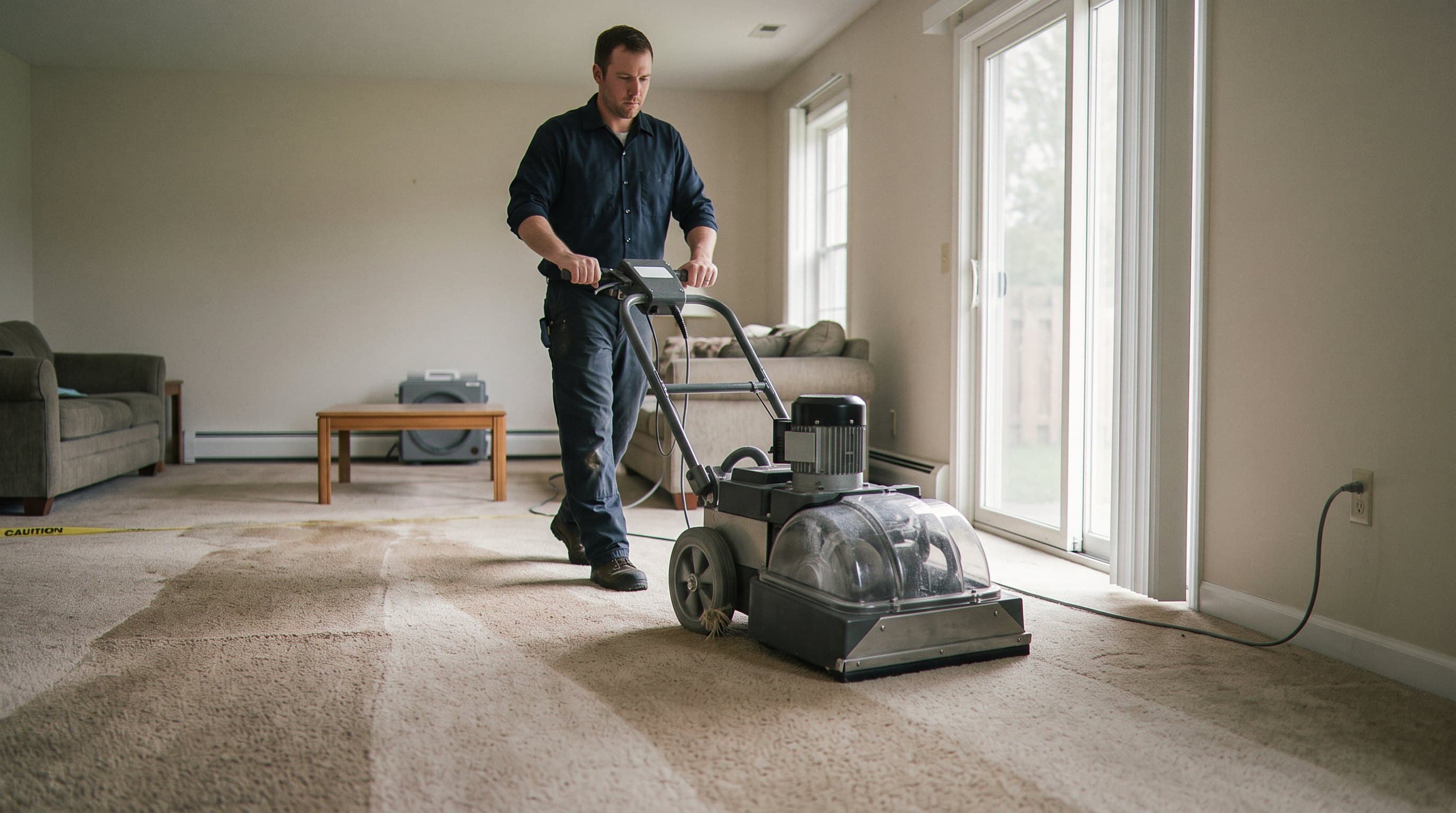 Extraction wand pulling water from carpet