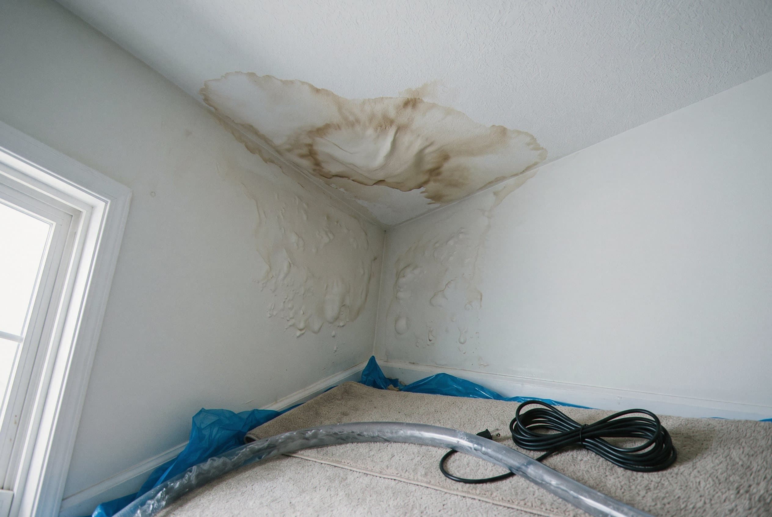 Hidden moisture stain on wall